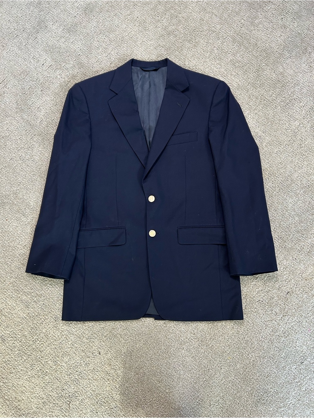 Vintage Burberrys Blazer Mens 36R Navy Super 100s Wool Sport Coat Union Made USA